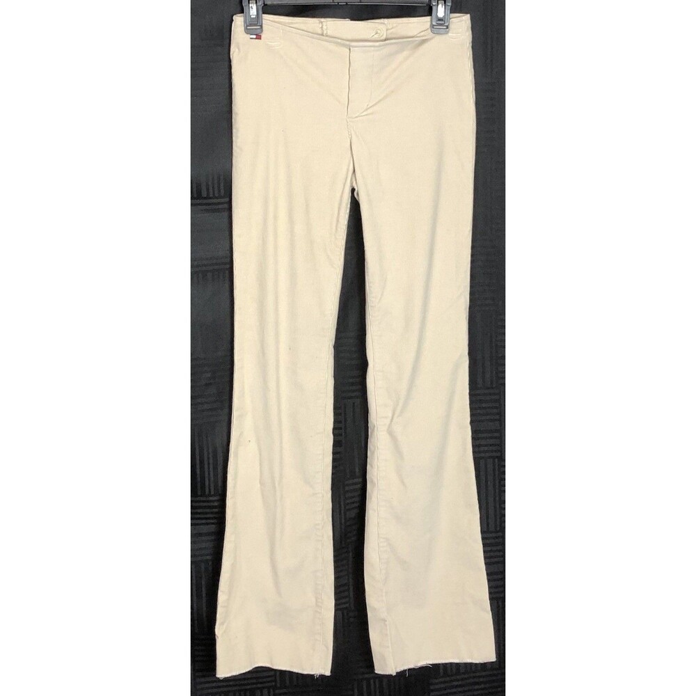 Tommy Hilfiger Corduroy Pants 3 Tan 28"W Flare Boot Cut Cuff Lace Up Mid Rise